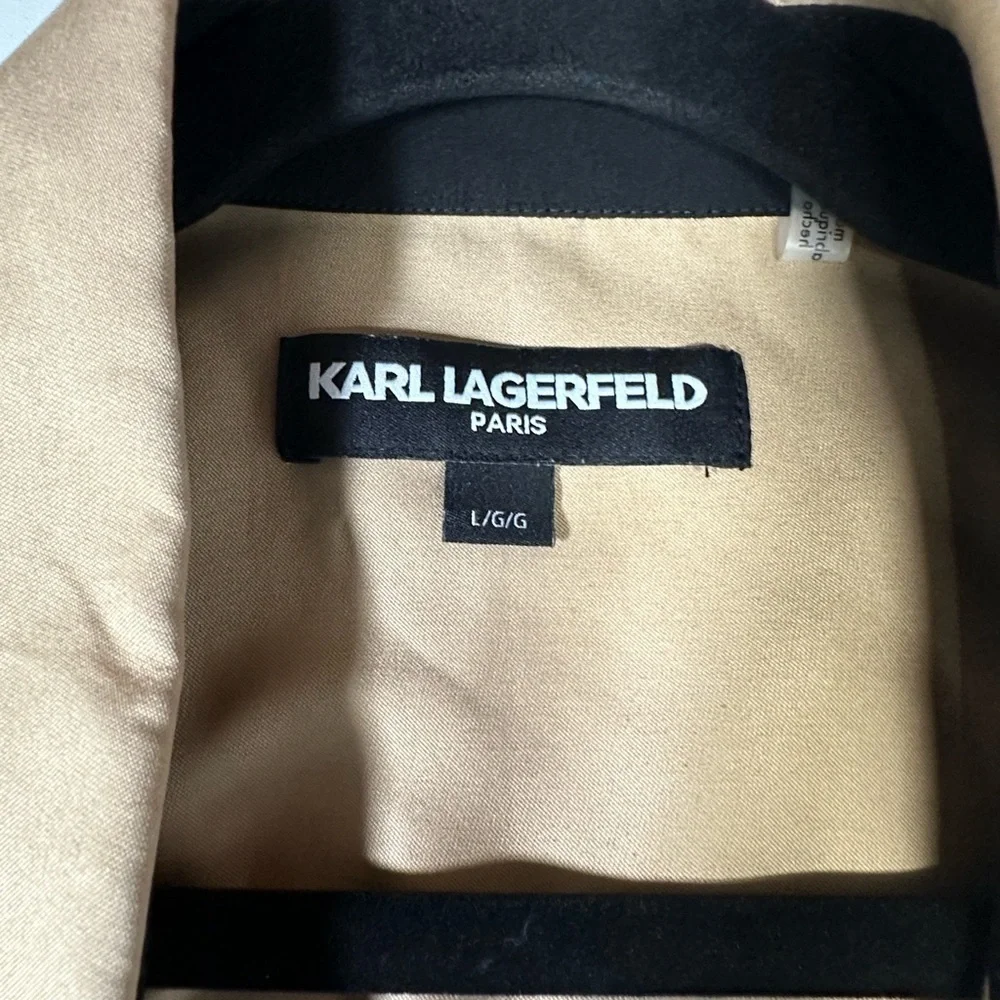 KARL LAGERFELD MENS Trill Trucker Jacket Shirt Shacket Snap up Sz L